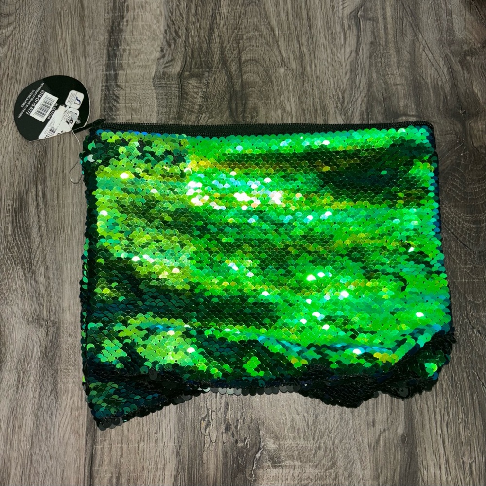 Sequin Green Cosmetic Bag NWT BOGO